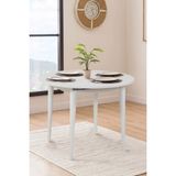 Maq Home Moon Ahşap Ayaklı Açılır Yuvarlak Mutfak ve Yemek Masası - Ahşap - Beyaz