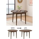 Maq Home Moon Ahşap Ayaklı Açılır Yuvarlak Mutfak ve Yemek Masası - Ceviz