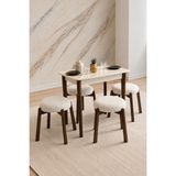 Maq Home Nora Açılır Mutfak Masası Takımı 60X90 Lake Mdf 4 Kişilik 4 Puf Tabure Masif Ahşap Ayaklı Krem Ceviz - Krem - Ceviz