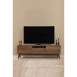Maq Home Vina Masif Ahşap Ayaklı Çekmeceli Modern Tv Ünitesi 170 cm - Barok - Ceviz