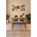 MAQ HOME Vina Mini Açılır Ahşap Mutfak Masa Takımı İki Sandalye Ve Bir Bench