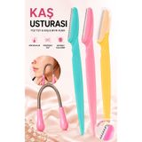 MAQYA KOZMETİK 2'Li Set Kadın Tıraş Bıçağı Kaş Makası Yüz Usturası Seti Kaş Usturası Yüz Tüyü Alma Aleti Kaş Bıyık Alma Aleti Tırtıklı ve Yaylı Yüz Tüy Alma Aparatı Seti