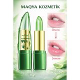MAQYA KOZMETİK ALOEVERA ÖZLÜ SİHİRLİ RUJ VE DUDAK NEMLENDİRİCİ BALM-BESLEYİCİ ONARICI RENKLENDİRİCİ