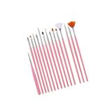 Maqya Kozmetik Lavider-Nailart 15'li Tırnak Süsleme Fırçası Pembe/ Izla Desen Fırçası(H-Mt)