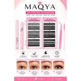 MAQYA KOZMETİK Takma Kirpik Seti 600 Adet, Yapıştırıcı, Sabitleyici, Takma Kirpik Cımbızı, Kirpik Fırçası Doğal Hacimli Kirpik 30D 40D 50D 60D 80D 100D