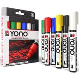 Marabu 1240000004002 – YONO Marker Seti, 6 Renkli, Çok Yönlü Akrilik Kalem, Japon Yuvarlak Uçlu, 1,5 – 3 mm, Su Bazlı, Işığa Dayanıklı ve Suya Dayanıklı, Neredeyse Tüm Zeminler için