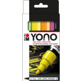 Marabu 124000004000 - YONO Neon Marker Seti, 4 Renkli, Çok Yönlü Akrilik Kalem, Japon Yuvarlak Uçlu, 1,5 - 3 mm, Su Bazlı, Işığa Dayanıklı ve Suya Dayanıklı, Neredeyse Tüm Zeminler için