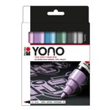 Marabu 124000004003 - YONO Marker Seti, Pastel Boya, 6 Renk, Çok Yönlü Akrilik Kalem, Japon Yuvarlak Uçlu, 1,5 - 3 mm, Su Bazlı, Işığa Dayanıklı ve Su Geçirmez, Neredeyse Tüm Zeminler İçin