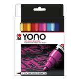 Marabu 124000004004 – YONO Marker Seti, 12 Renkli, Çok Yönlü Akrilik Kalem, Japon Yuvarlak Uçlu, 1,5 – 3 mm, Su Bazlı, Işığa Dayanıklı ve Suya Dayanıklı, Neredeyse Tüm Zeminler için