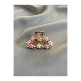 MARAL HAİR ACCESSORİES Metal çiçek detaylı taşlı orta boy mandal Toka