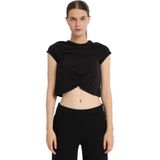 Marana Cropped Top Kadın Siyah Günlük Stil T-Shirt 25KK1032-SYH