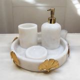 Marandmore Ginko Beyaz Mermer 4Lü Banyo Seti