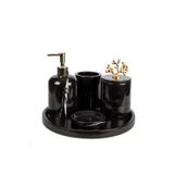 Marandmore Gold Mercan Rolin Siyah Mermer 5'li Banyo Seti