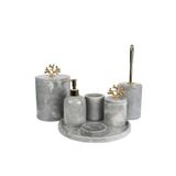 Marandmore Rolin Gri Mermer Banyo Seti 7li - Gold Mercan
