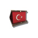 Maraş Oyma Hakiki Ceviz Ağacından El Işçiliği Oyma Sanatı Hediyelik Türk Bayraklı Plaket ve Kutusu - Option-1