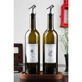 Marasca Ahşap Stantlı Amber Zeytinyağı Sıvıyağ Şişesi Yağdanlık Cam Şişe Czm 1889 2'li 750 ML