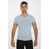 Maraton Erkek Bisiklet Yaka Seamless T-Shırt - Mavi - S - M