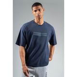 Maraton Oversize Erkek Bisiklet Yaka Açık Lacivert- T-shirt