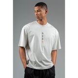 Maraton Oversize Erkek Bisiklet Yaka Gümüş Gri T-shirt - Gümüş - Gri