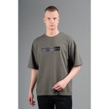 Maraton Oversize Erkek Bisiklet Yaka Haki T-shirt