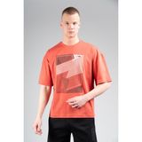 Maraton Oversize Erkek Bisiklet Yaka Kiremit T-shirt - XL