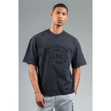 Maraton Oversize Erkek Bisiklet Yaka Siyah T-shirt - XL
