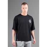 Maraton Oversize Erkek Bisiklet Yaka Siyah T-shirt
