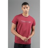 Maraton Regular Erkek Bisiklet Yaka Bordo- T-Shirt - 2XL