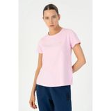 Maraton Regular Kadın Bisiklet Yaka Pembe T-Shirt - XL