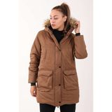 Maraton Regular Kadın Kapüşonlu Taba Parka - Kahverengi