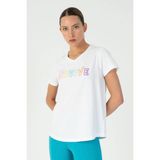 Maraton Regular Kadın V Yaka Beyaz- T-Shirt - XL