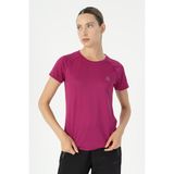Maraton Slimfit Kadın Bisiklet Yaka Koyu Pembe- T-Shirt - XL