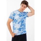 Maraton Sportswear Erkek Desenli Bisiklet Yaka T-Shırt - Mavi - XL