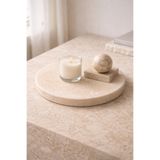 Marbello 25 Cm Yuvarlak Traverten Sunumluk Dekoratif Tepsi 2 Cm Kalınlık
