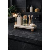 Marbello Ayaklı Mermer Banyo Organizeri 12,5x25 cm Doğal Mermer Parfüm Tepsisi Lavabo Düzenleyici
