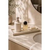 Marbello Bej Mermer Tepsi 30x12 cm Dekoratif Sunumluk Banyo Organizer Parfüm Takı Tepsisi