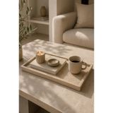 Marbello Traverten Mermer Tepsi 20x30 cm Dekoratif Sunum Tepsisi Banyo Organizer Doğal Taş