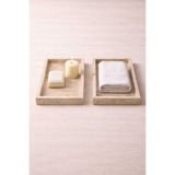 Marbello Traverten Tepsi 2’li Set 17x32 cm Doğal Taş Dekoratif Organizer