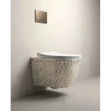 Marble Beyaz Bronz Kanalsız Asma Klozet