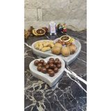 Marble Center Mermer Kalp Sunumluk Tepsi Dekoratif Çerezlik 2 Parça - Gri