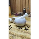 Marblecenter MERMER HAVAN SETİ KÜÇÜK BOY DOĞALTAŞ 8x8 Cm - Beyaz 1.kalite