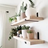 Marca Dekor 60cm 2'li Ahşap Duvar Rafı Seti, Mutfak, Rustik, Minimalist, Banyo, Salon, Yatak Odası, Ofis İçin Mat Siyah Duvar Askısı, Uçan Raf (Walnut)