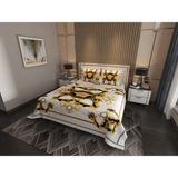 Marcalanya Çift Kişilik Pike Takımı Pamuklu Kumaş Jakar Dokuma Kapitone Dikişli 3D Dijital Baskılı 7 Parça-Lüks Duvet Cover Set Model - Beyaz