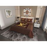 Marcalanya Çift Kişilik Pike Takımı Pamuklu Kumaş Jakar Dokuma Kapitone Dikişli 3D Dijital Baskılı 7 Parça-Lüks Duvet Cover Set Model - Kahverengi