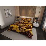 Marcalanya Çift Kişilik Pike Takımı Pamuklu Kumaş Jakar Dokuma Kapitone Dikişli 3D Dijital Baskılı 7 Parça-Lüks Duvet Cover Set Model. - Koyu Sarı