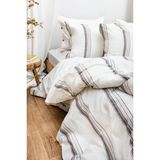Marcalanya Doğal Ipliği Boyalı Çift Kişilik Pamuklu Nevresim Takımı Kutulu Duvet Cover Set (Lastikli Çarşaf) - 200 x 220 cm - Beyaz - Mavi