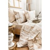 Marcalanya Doğal Ipliği Boyalı Çift Kişilik Pamuklu Nevresim Takımı Kutulu Duvet Cover Set (Lastikli Çarşaf) - Kahve - Beyaz - 200 x 220 cm