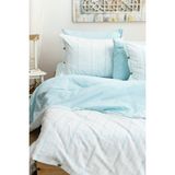 Marcalanya Doğal Ipliği Boyalı Çift Kişilik Pamuklu Nevresim Takımı Kutulu Duvet Cover Set (Lastikli Çarşaf) - Mint - Beyaz - 200 x 220 cm