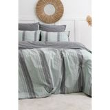 Marcalanya Doğal Ipliği Boyalı Çift Kişilik Pamuklu Nevresim Takımı Kutulu Duvet Cover Set (Lastikli Çarşaf) - Yeşil - Haki - 200 x 220 cm