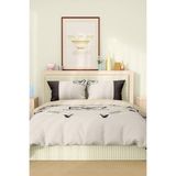 Marcalanya Nevresim Takımı Çift Kişilik Pamuklu Saten Kumaş 6 Parça 3D Dijital Baskı Duvet Cover Set Model No: - Beyaz - 200 x 220 cm